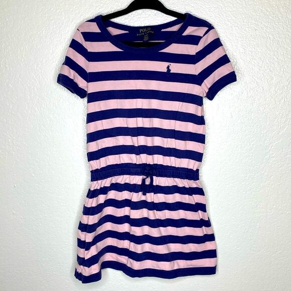 Polo By Ralph Lauren Short Sleeve Pink & Blue Striped  Dress 3/3T - Picture 1 of 5
